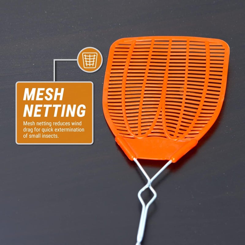 BUGKWIKZAP (5 Pack, Orange) Heavy Duty Metal Braided Fly Swatters, Lightweight 20 inch Bug Swatters with Durable Plastic Paddle - Image 4